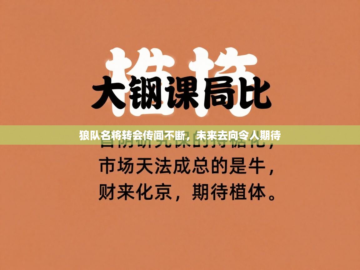 狼队名将转会传闻不断，未来去向令人期待